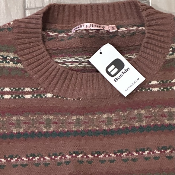 NWT Bailey Rose Women's Brown Striped Sweater Cropped Style Size M - Picture 7 of 12